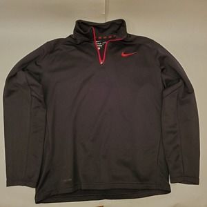 Mens Nike Therma Fit Black Fleece Athletic Track Jacket Size Large L 1/4 Zip
